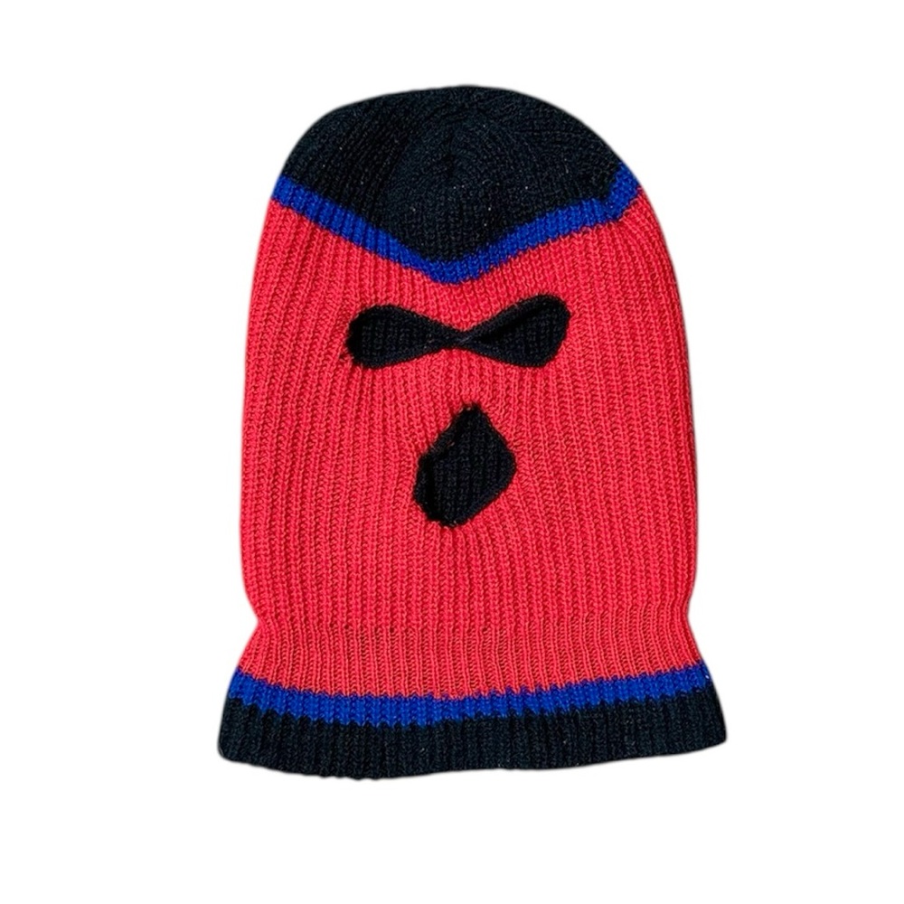 Vintage Ski Mask Shiesty Red Blue Black Knit Balaclava